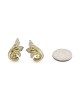Pave Diamond Leaf Climber Earrings in Gold